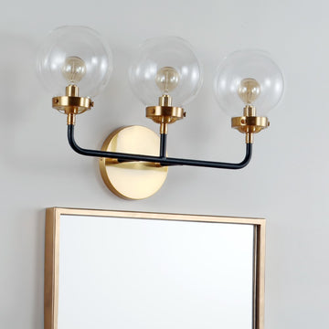Caleb Brass Vanity Wall Sconce Clear - JONATHAN Y